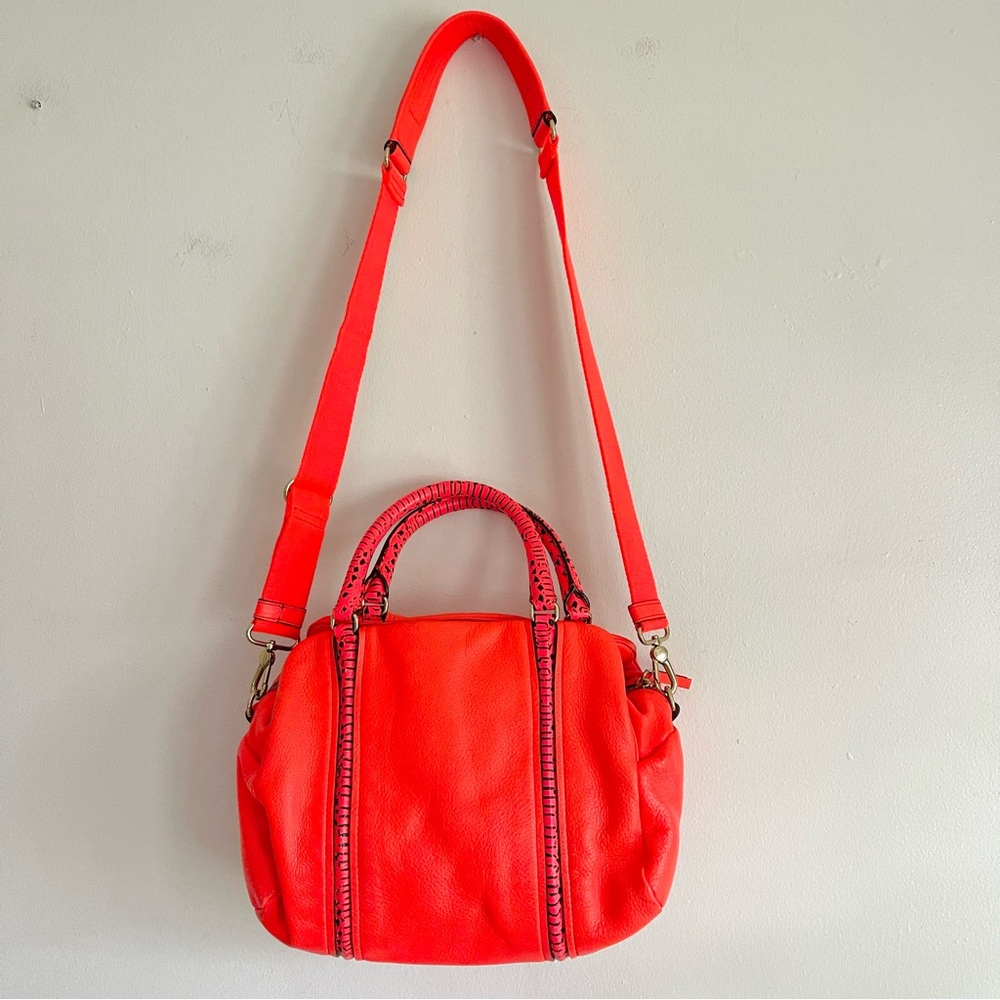 Marc By Marc Jacobs Q Snake Satchel Crossbody Bag Leather Multi Neon Orange Pink - Picture 4 of 16